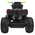 Čtyřkolka ATV dětská baterie černo-zelená EVA kola MP3 rádio LED pomalý start