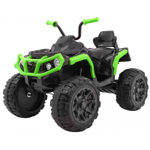 Čtyřkolka ATV dětská baterie černo-zelená EVA kola MP3 rádio LED pomalý start