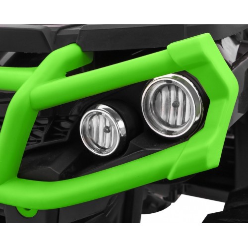 Čtyřkolka ATV dětská baterie černo-zelená EVA kola MP3 rádio LED pomalý start