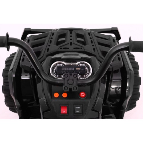 Čtyřkolka ATV dětská baterie černá + kola EVA + rádio MP3 + LED + pomalý start