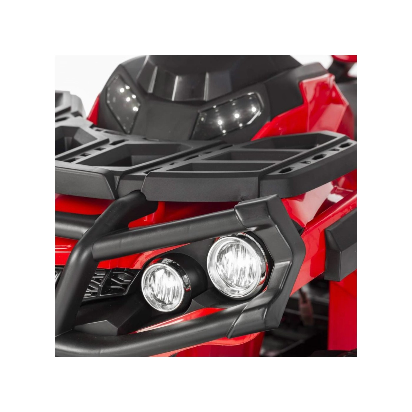 Quad ATV dobíjecí dětská červená EVA kola MP3 rádio LED pomalý start