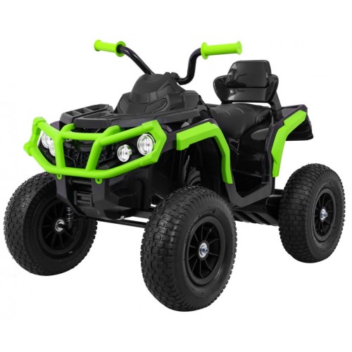Quad ATV Air dobíjecí dětská černo-zelená kola nafouknutá MP3 rádio pomalý start