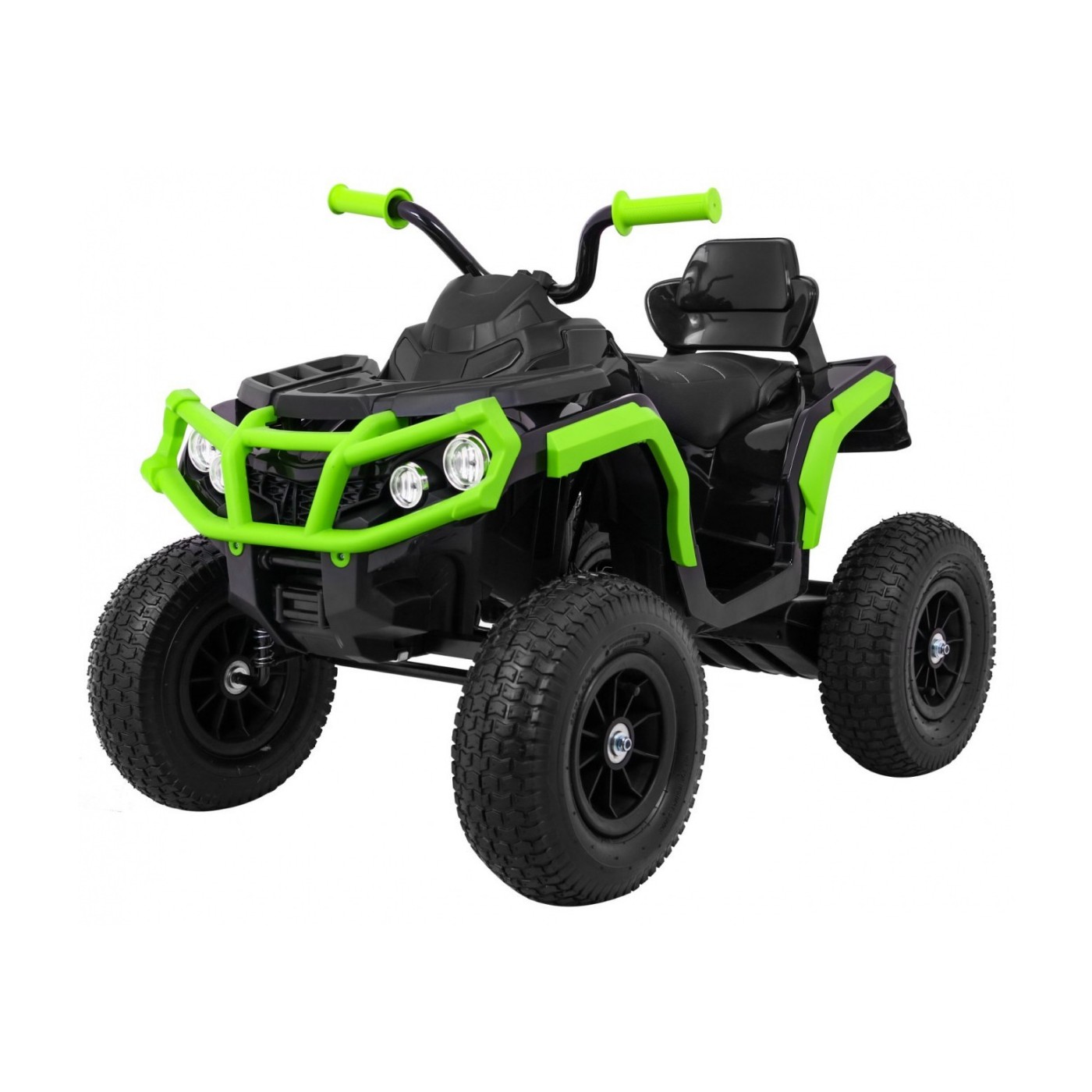 Quad ATV Air dobíjecí dětská černo-zelená kola nafouknutá MP3 rádio pomalý start