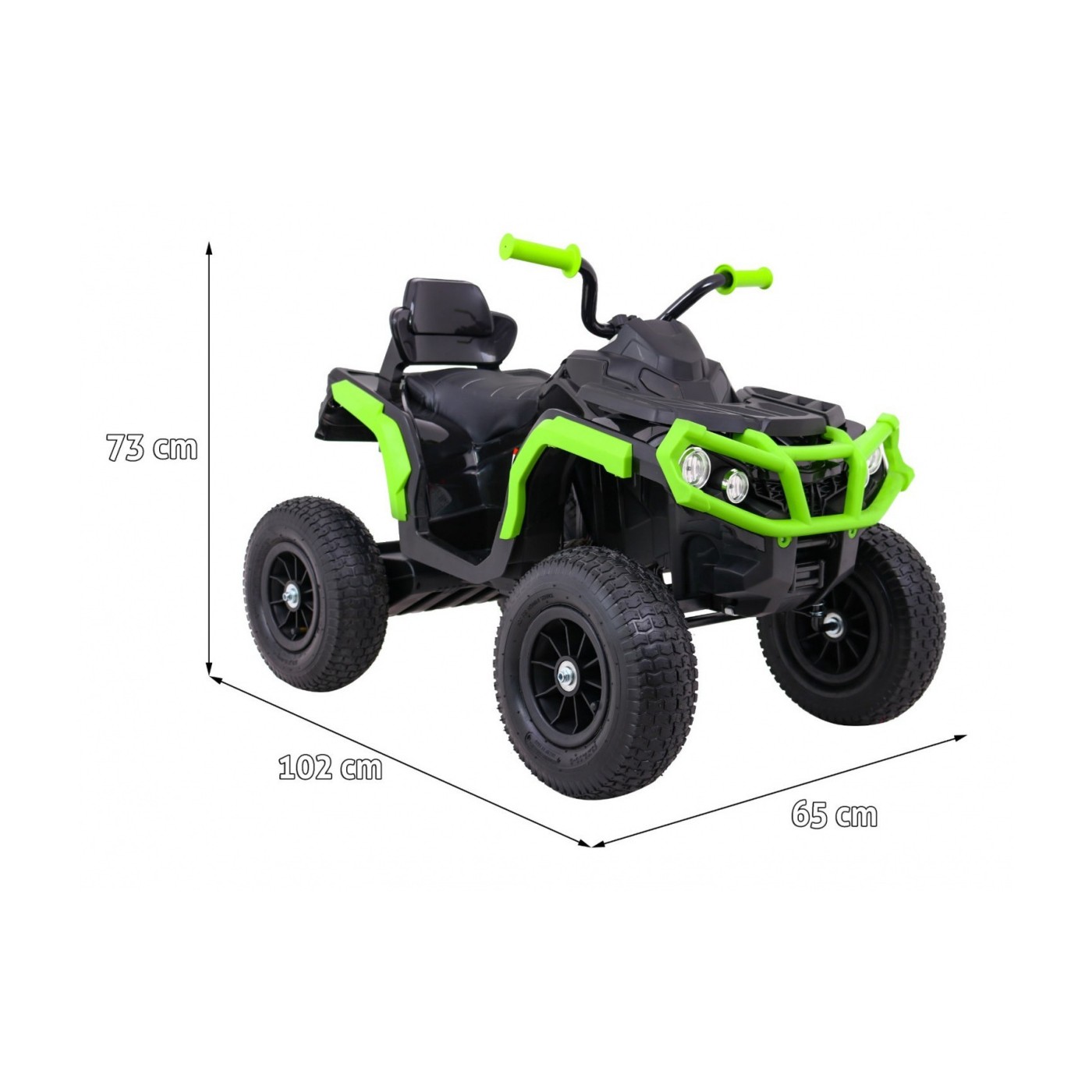 Quad ATV Air dobíjecí dětská černo-zelená kola nafouknutá MP3 rádio pomalý start