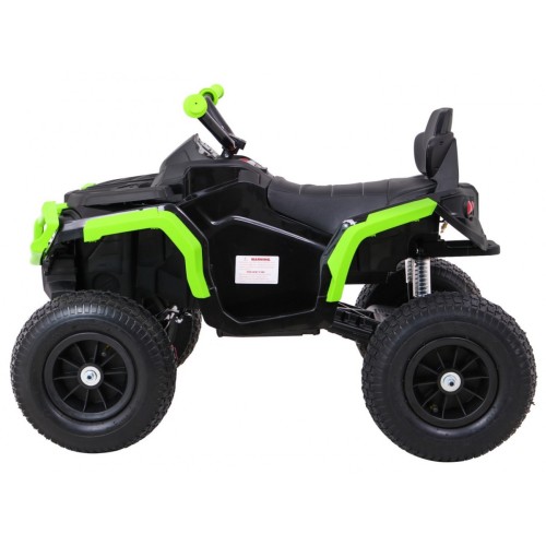 Quad ATV Air dobíjecí dětská černo-zelená kola nafouknutá MP3 rádio pomalý start