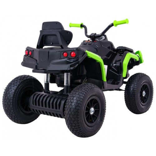 Quad ATV Air dobíjecí dětská černo-zelená kola nafouknutá MP3 rádio pomalý start