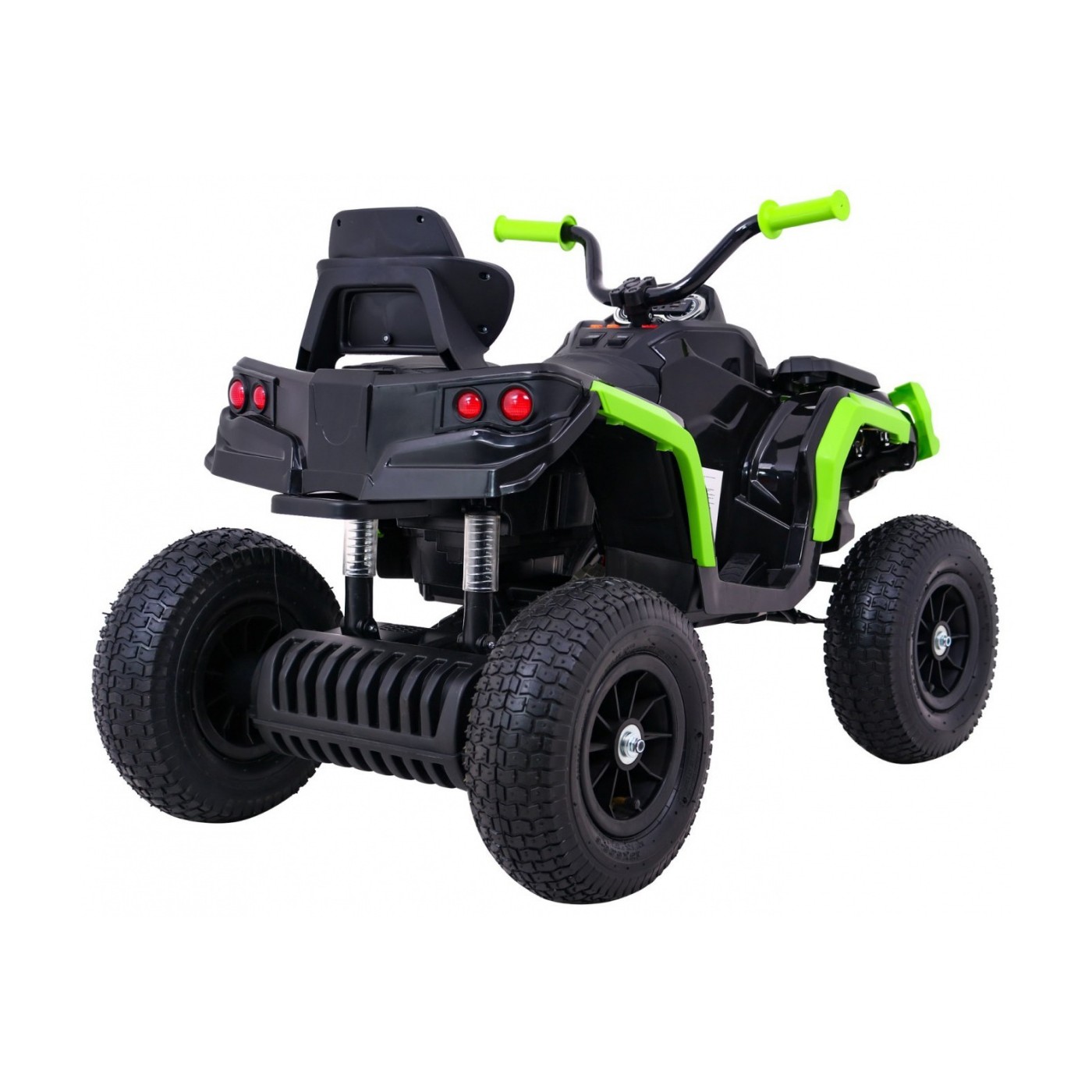 Quad ATV Air dobíjecí dětská černo-zelená kola nafouknutá MP3 rádio pomalý start