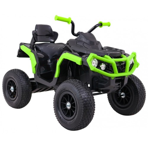 Quad ATV Air dobíjecí dětská černo-zelená kola nafouknutá MP3 rádio pomalý start