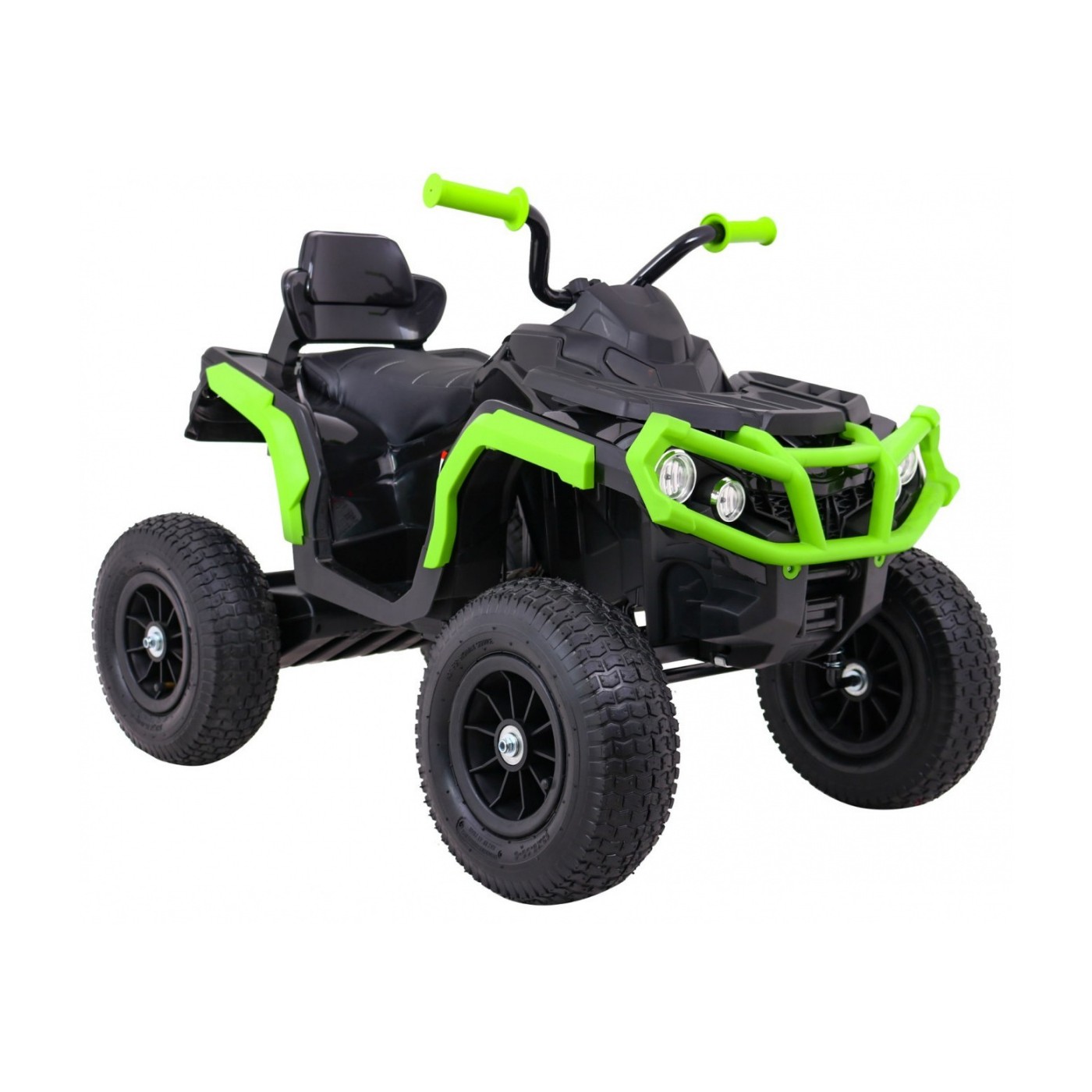 Quad ATV Air dobíjecí dětská černo-zelená kola nafouknutá MP3 rádio pomalý start
