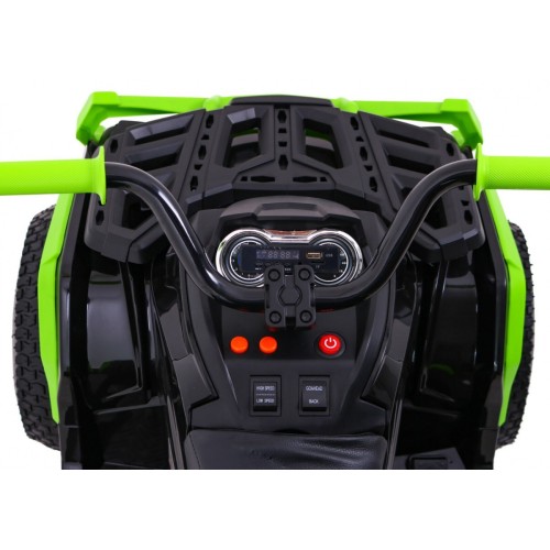Quad ATV Air dobíjecí dětská černo-zelená kola nafouknutá MP3 rádio pomalý start
