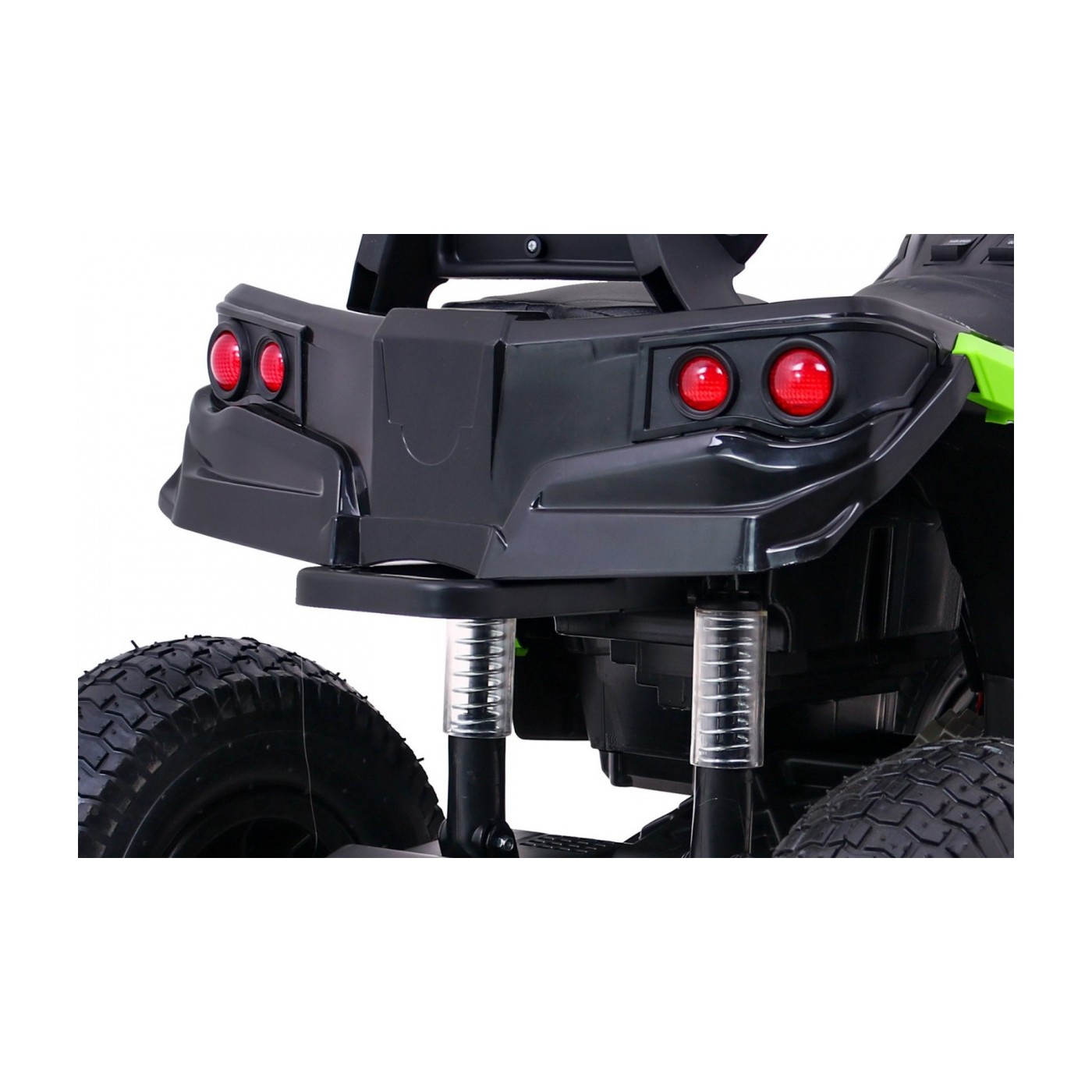 Quad ATV Air dobíjecí dětská černo-zelená kola nafouknutá MP3 rádio pomalý start