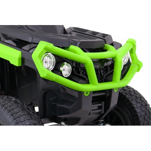 Quad ATV Air dobíjecí dětská černo-zelená kola nafouknutá MP3 rádio pomalý start