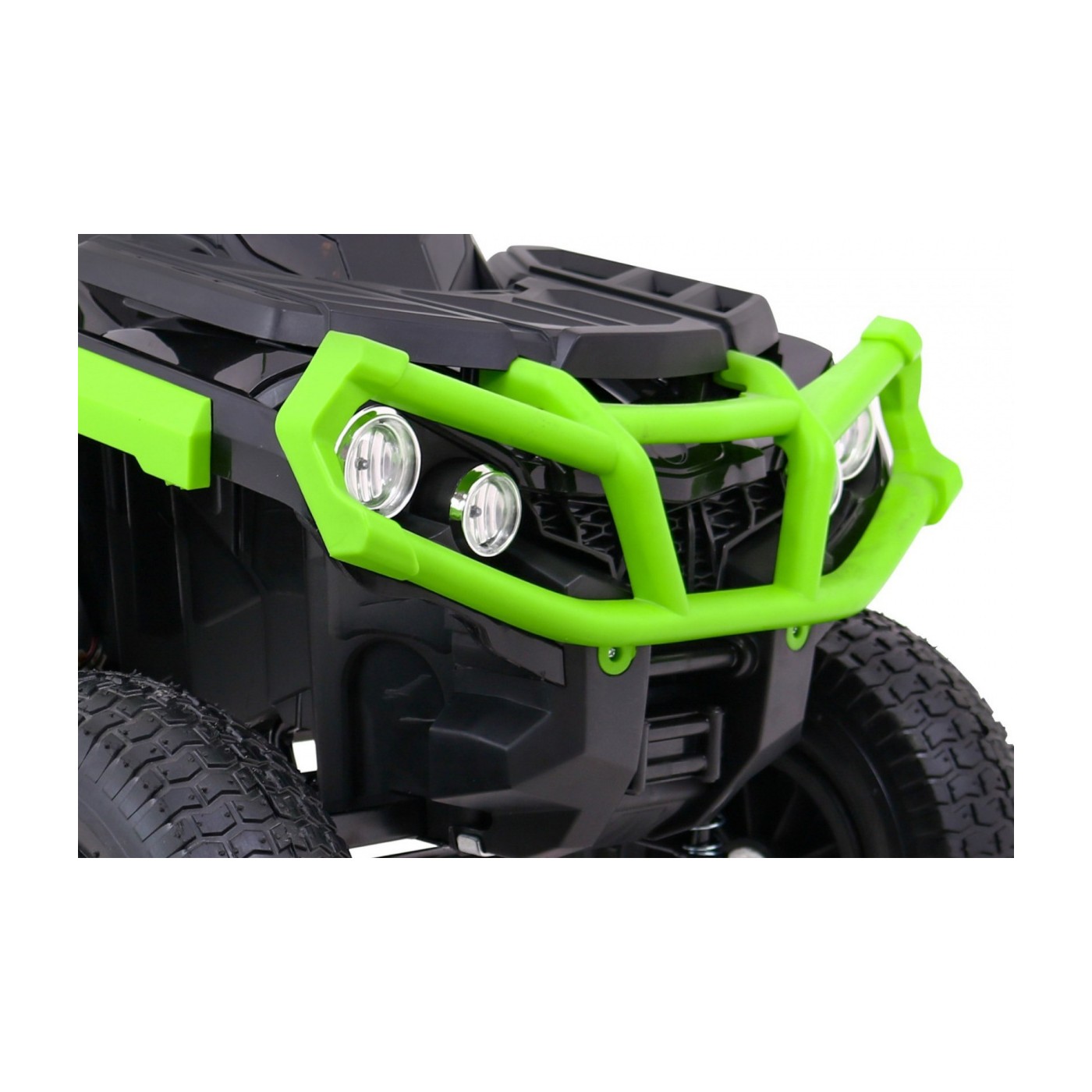 Quad ATV Air dobíjecí dětská černo-zelená kola nafouknutá MP3 rádio pomalý start