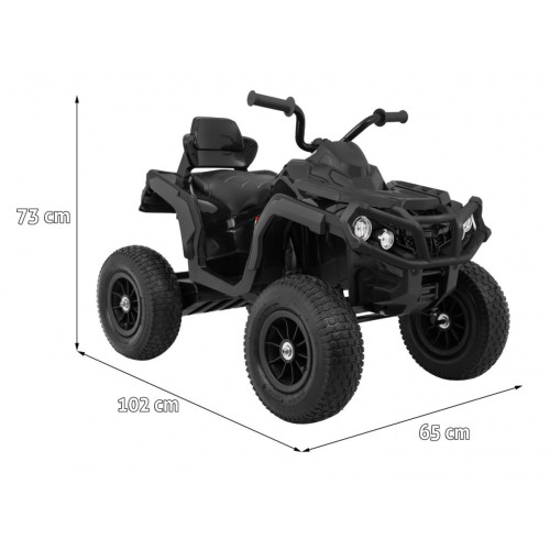 Čtyřkolka ATV Air Baterie Powečervená Kids černá + kola nafouknutá + MP3 rádio + pomalý start