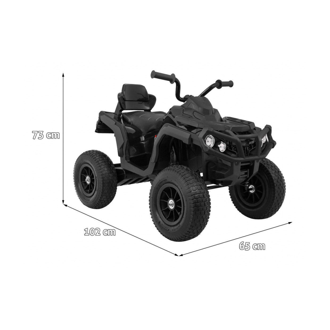 Čtyřkolka ATV Air Baterie Powečervená Kids černá + kola nafouknutá + MP3 rádio + pomalý start