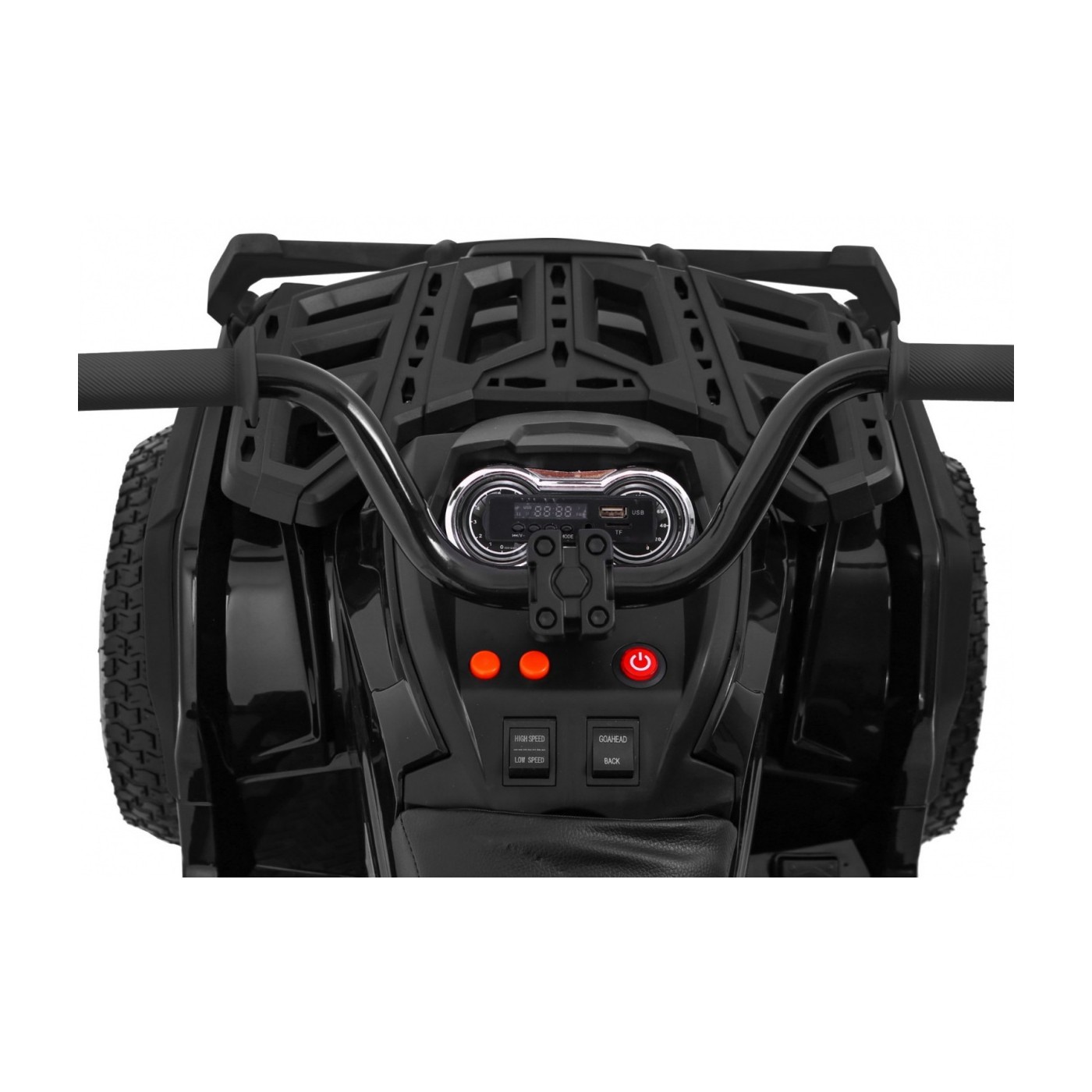 Čtyřkolka ATV Air Baterie Powečervená Kids černá + kola nafouknutá + MP3 rádio + pomalý start