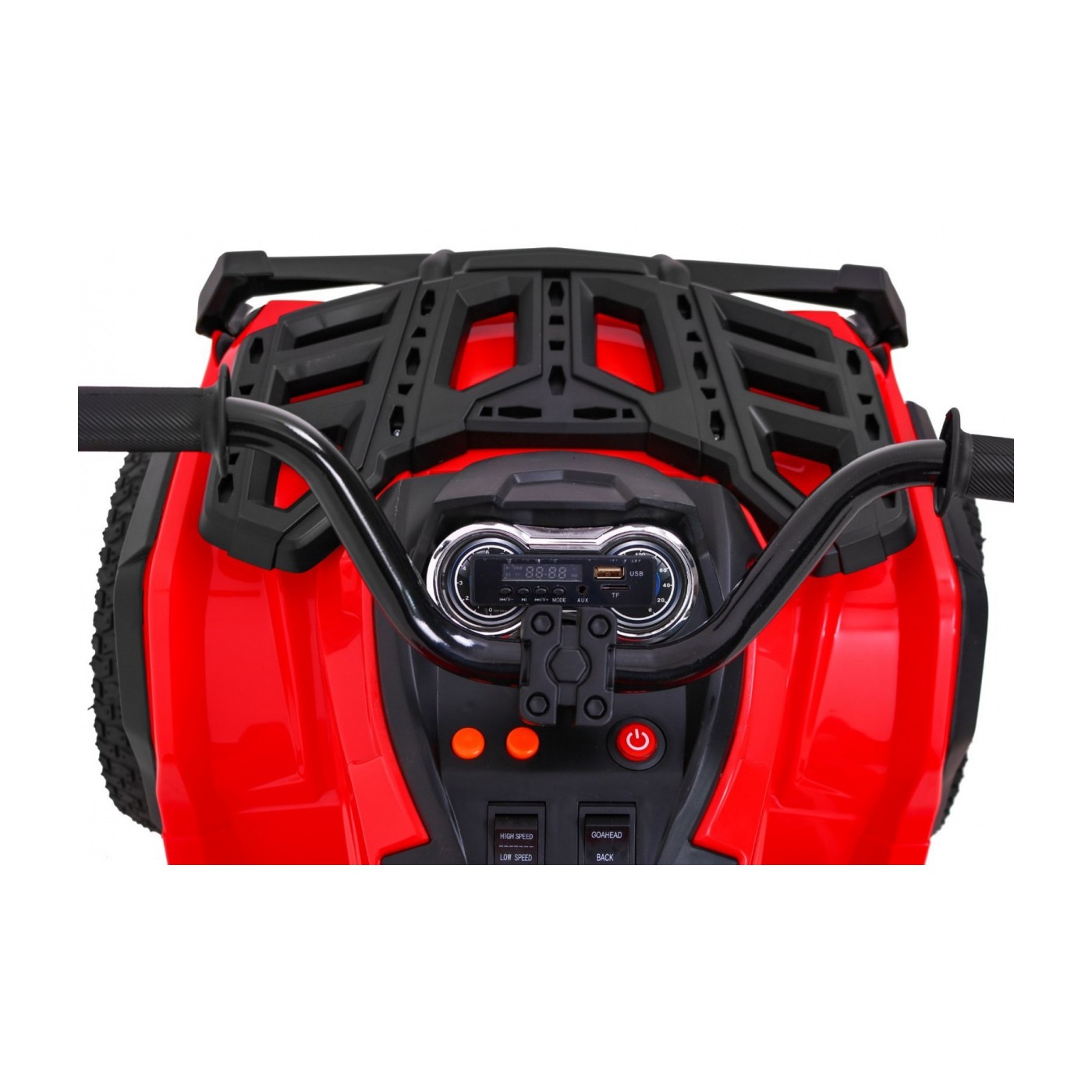 Čtyřkolka ATV Air dobíjecí dětská červená kola nafouknutá MP3 rádio pomalý start