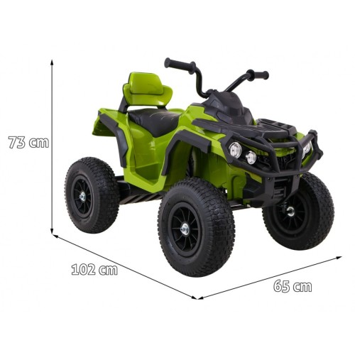 Čtyřkolka ATV Air dobíjecí dětská zelená kola nafouknutá MP3 rádio pomalý start