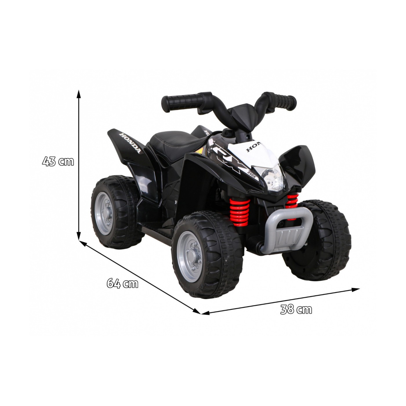 Quad Honda 250X TRX dobíjecí černá + houkačka + LED + eko kůže