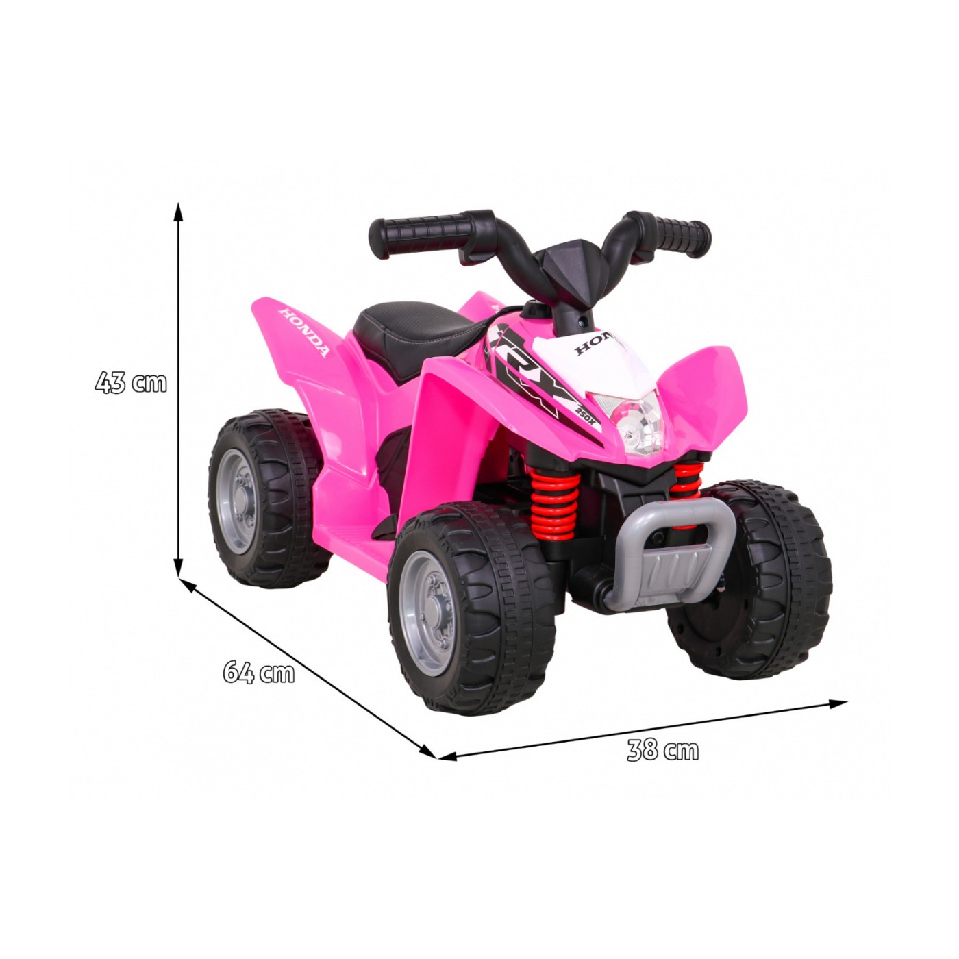 Quad Honda 250X TRX dobíjecí růžová + houkačka + LED + eko kůže