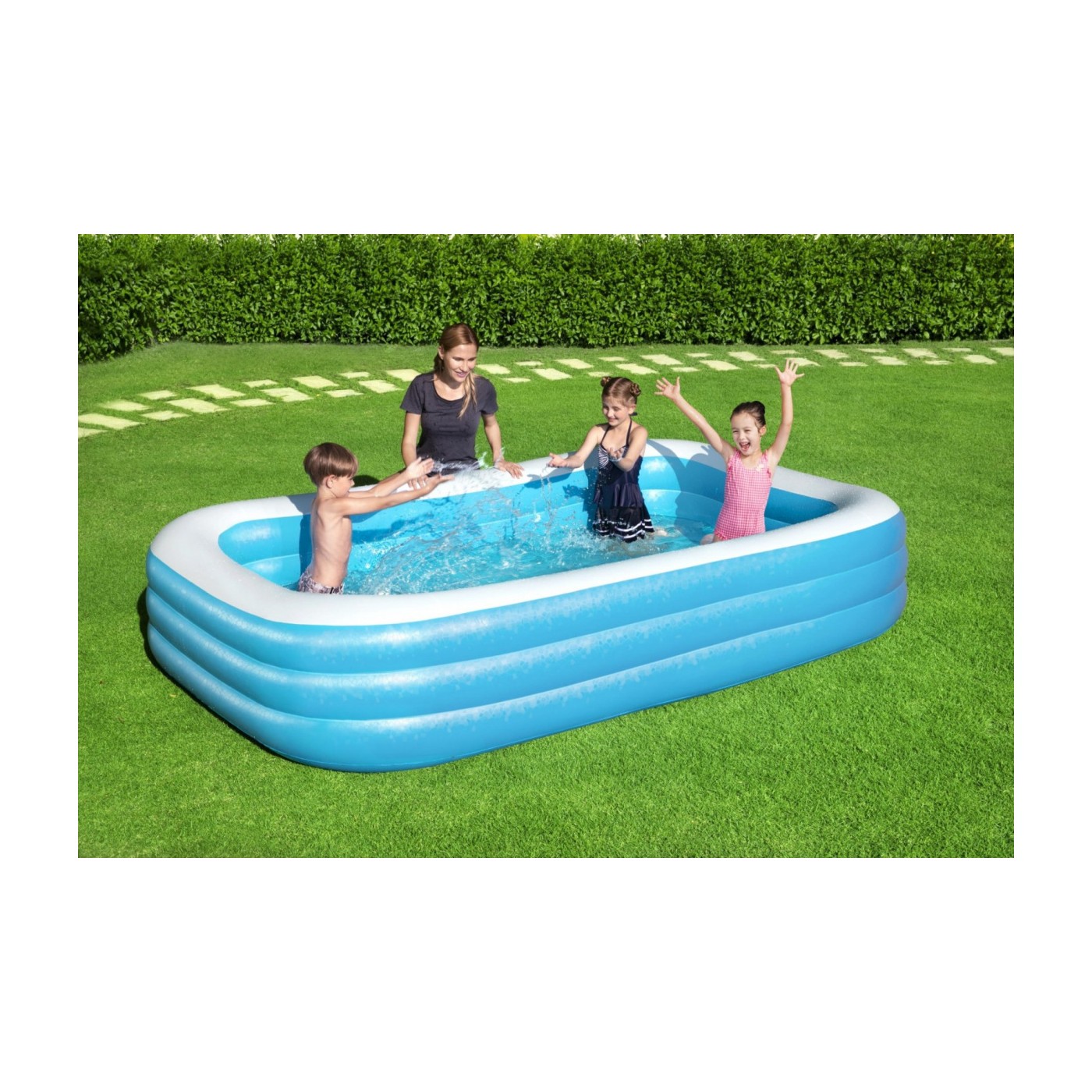 Dětský zahradní bazén 6+ nafukovací 3 kroužky 305x183x56cm BESTWAY + opravná lišta