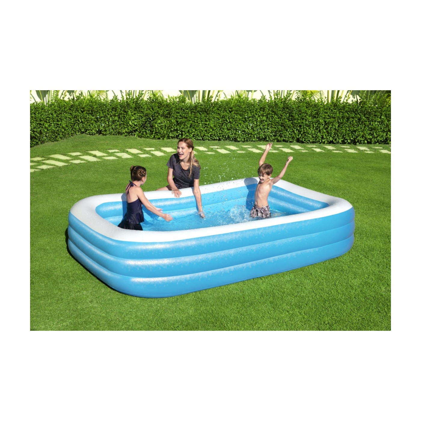 Dětský zahradní bazén 6+ nafukovací 3 kroužky 305x183x56cm BESTWAY + opravná lišta