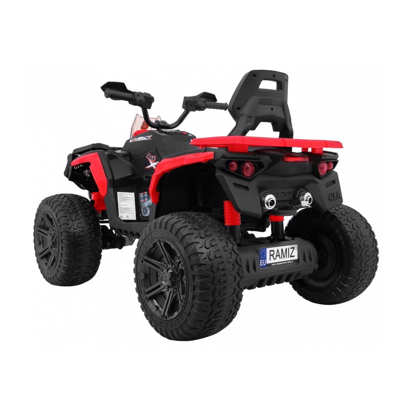 Quad Maverick 4x4 Elektrické dětské vozidlo Červená EVA kola Audio Panel LED