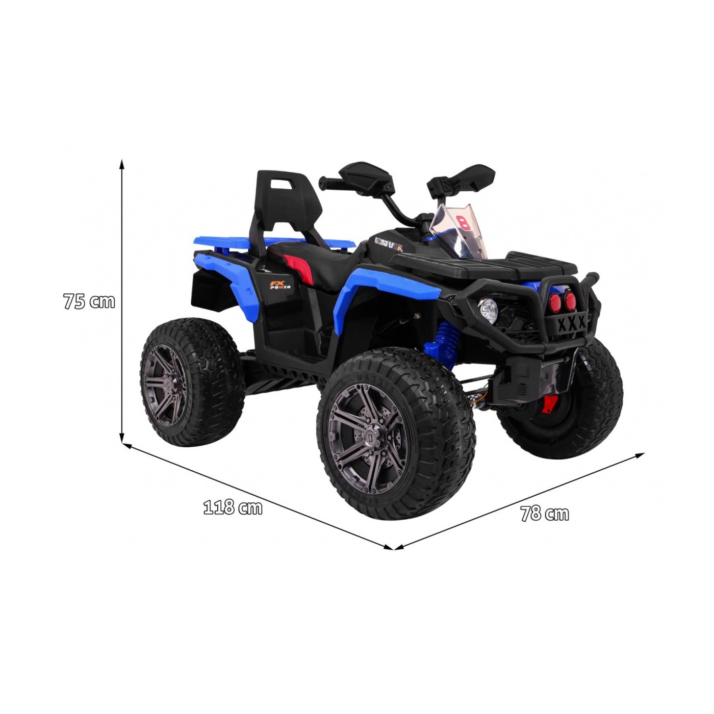 Quad Maverick 4x4 Elektrické dětské vozidlo Modrá EVA kola Audio Panel LED