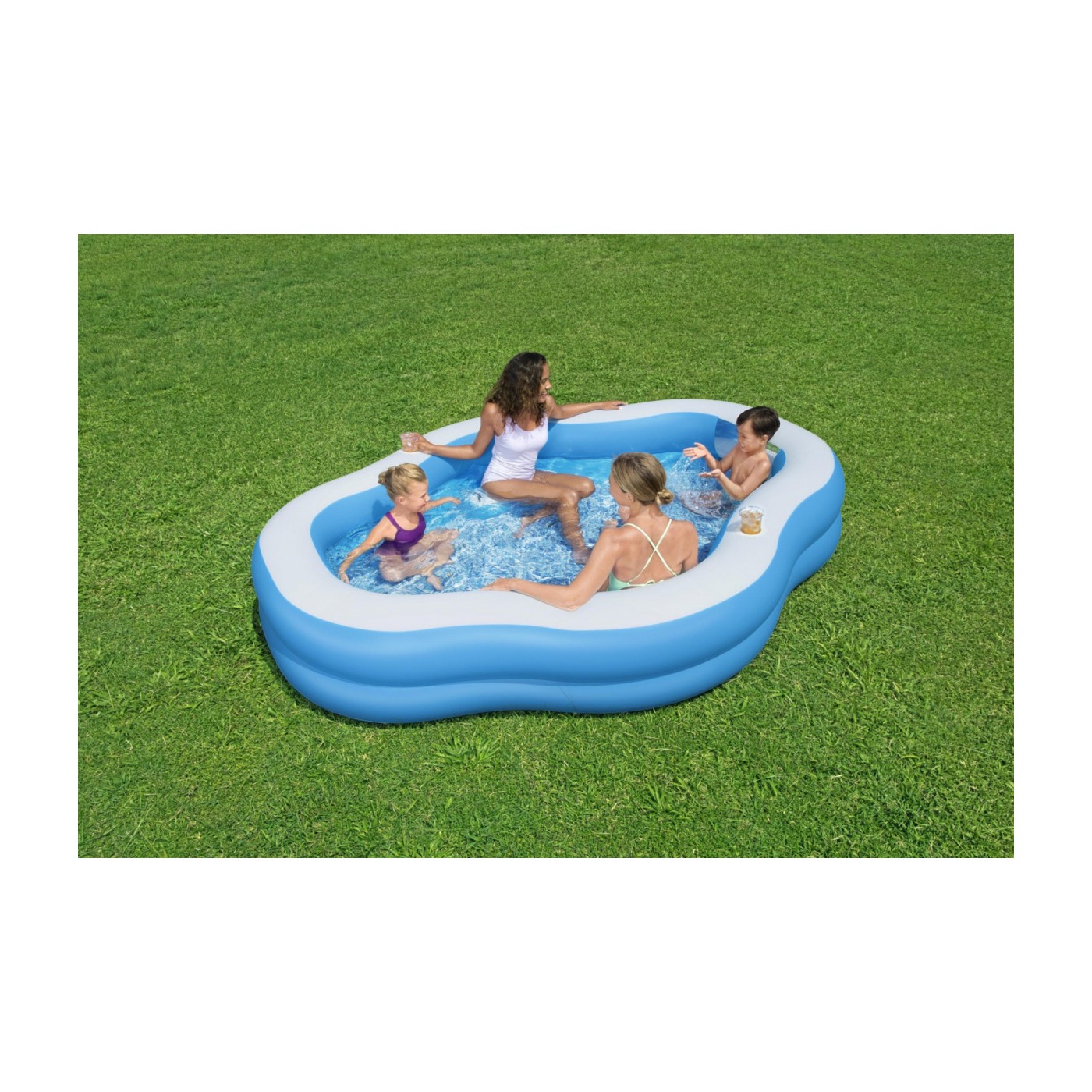 Nafukovací rodinný bazén 270x198x51cm BESTWAY okýnko + 2 nafukovací sedadla
