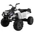 Quad XL ATV dětská baterie bílá 4x4 poháněný kufr pomalý start EVA Audio LED