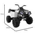 Quad XL ATV dětská baterie bílá 4x4 poháněný kufr pomalý start EVA Audio LED