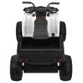 Quad XL ATV dětská baterie bílá 4x4 poháněný kufr pomalý start EVA Audio LED
