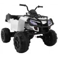 Quad XL ATV dětská baterie bílá 4x4 poháněný kufr pomalý start EVA Audio LED