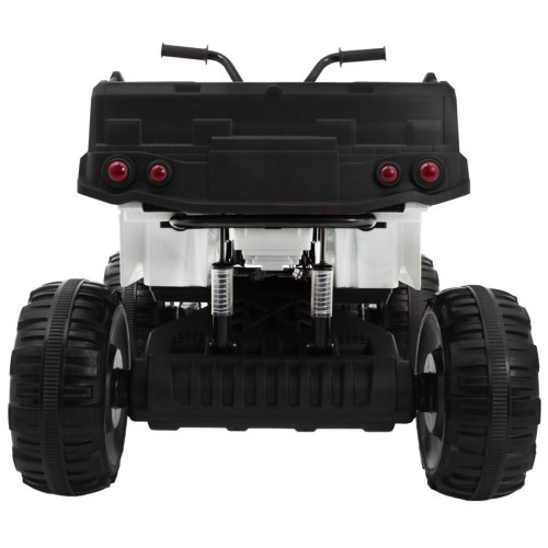 Quad XL ATV dětská baterie bílá 4x4 poháněný kufr pomalý start EVA Audio LED