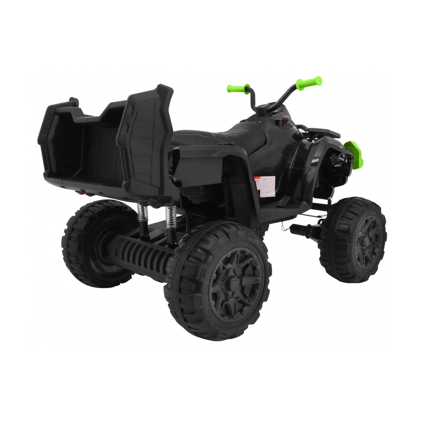 Quad XL dětská baterie ATV černo-zelená 4x4 pohon kufr pomalý start EVA audio LED