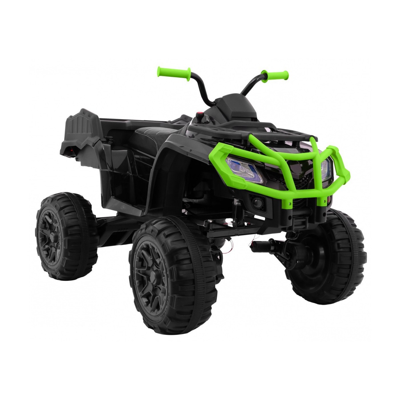Quad XL dětská baterie ATV černo-zelená 4x4 pohon kufr pomalý start EVA audio LED