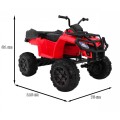 Čtyřkolka XL ATV dětská baterie červená 4x4 pohon kufr pomalý start EVA audio LED