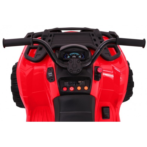 Čtyřkolka XL ATV dětská baterie červená 4x4 pohon kufr pomalý start EVA audio LED
