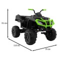 Čtyřkolka XL ATV 2,4 GHz na dětskou baterii černo-zelený dálkový ovladač 4x4 napájený kufr pomalý start EVA audio LED