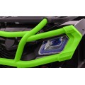 Čtyřkolka XL ATV 2,4 GHz na dětskou baterii černo-zelený dálkový ovladač 4x4 napájený kufr pomalý start EVA audio LED