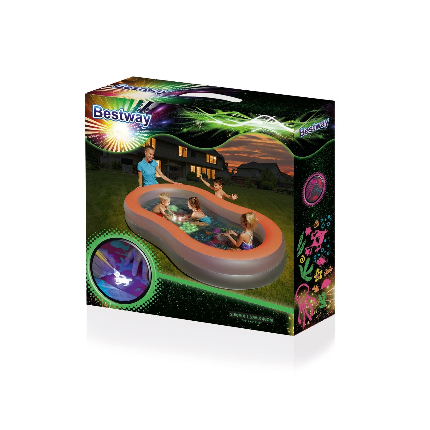 Doodle Glow Pool 280x157x46cm BESTWAY