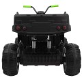 Čtyřkolka XL ATV 2,4 GHz na dětskou baterii černo-zelený dálkový ovladač 4x4 napájený kufr pomalý start EVA audio LED