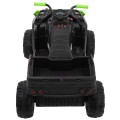 Čtyřkolka XL ATV 2,4 GHz na dětskou baterii černo-zelený dálkový ovladač 4x4 napájený kufr pomalý start EVA audio LED