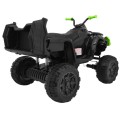 Čtyřkolka XL ATV 2,4 GHz na dětskou baterii černo-zelený dálkový ovladač 4x4 napájený kufr pomalý start EVA audio LED