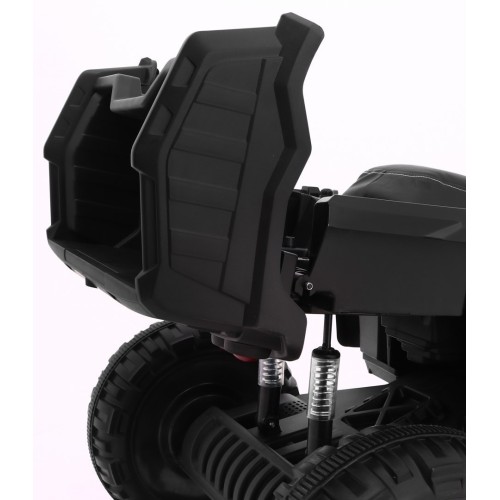 Čtyřkolka XL ATV 2,4 GHz na dětskou baterii černo-zelený dálkový ovladač 4x4 napájený kufr pomalý start EVA audio LED