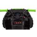 Čtyřkolka XL ATV 2,4 GHz na dětskou baterii černo-zelený dálkový ovladač 4x4 napájený kufr pomalý start EVA audio LED