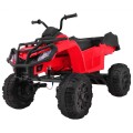 Čtyřkolka XL ATV 2,4 GHz na dětskou baterii Červený dálkový ovladač 4x4 Napájecí kufr Pomalý start EVA Audio LED