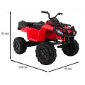 Čtyřkolka XL ATV 2,4 GHz na dětskou baterii Červený dálkový ovladač 4x4 Napájecí kufr Pomalý start EVA Audio LED