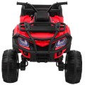 Čtyřkolka XL ATV 2,4 GHz na dětskou baterii Červený dálkový ovladač 4x4 Napájecí kufr Pomalý start EVA Audio LED