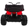 Čtyřkolka XL ATV 2,4 GHz na dětskou baterii Červený dálkový ovladač 4x4 Napájecí kufr Pomalý start EVA Audio LED